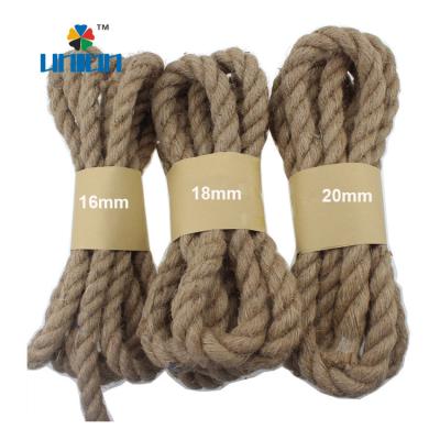 China Eco - Friendly Thick Diameter 16 Twisted Marine Jute Rope 18 20mm 20mm for sale