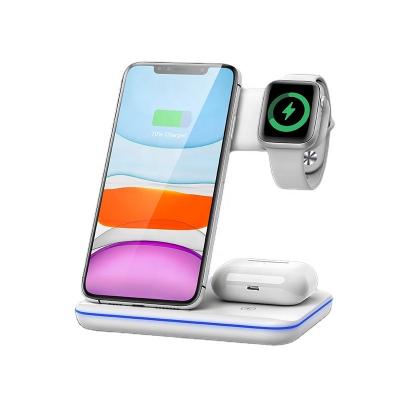 China Hot Smart Watch 7.5W 10W 15W Qi Fast Charger Cell Phone 3 In 1 Wireless Charger For I Watch Air Pods Earphone for sale