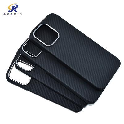 China Het Geval van de de Vezeltelefoon van metaalring camera full protection kevlar Aramid voor iPhone 14 Te koop