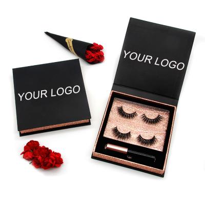 China Free Samples Natural False Eyelashes 3D Mink Strip Eyelashes Durable Magnetic Soft Eyelashes With Eyeliner for sale