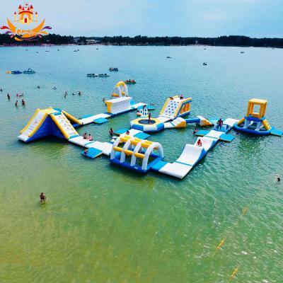 China 20*20mWater Games 20*20mWater Inflatable Trampoline Commercial Inflatable Water Park Inflatable Floating Game On The Sea for sale