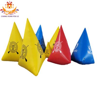 China 0.6mm -0.9mmPVC Tarpaulin PVC Custom Inflatable Water Floating Buoys For Brand Triangular Water Buoy Swim Buoys For Water Sport for sale