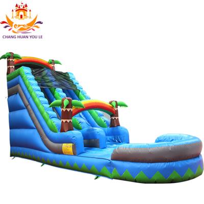 China Playgrond Commercial Multifunctional Outdoor Backyard 0.55PVC Double Lane Inflatable Water Slides With Pool For Sale for sale