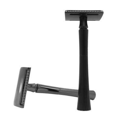 China Twin Blade Men's Metal Stainless Steel Straight Edge Double Shaving Safety Razor For Face Navaja De Afeitar for sale