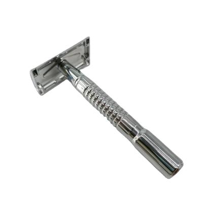 China Double Blade Men's Double Edge Straight Razor Head Chrome Metal Handle Edge Double Other Shaving Safety Razor for sale