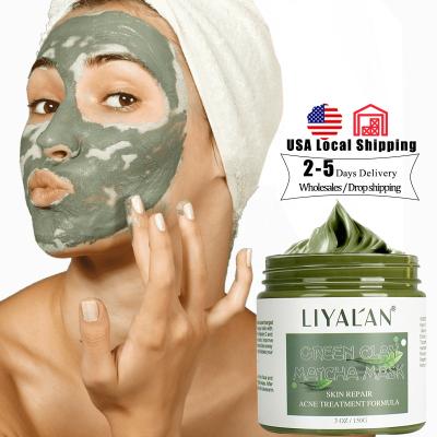 China Blackhead Private Label 150g Clearing Blemish Remove Detox Natural Organic Kaolin Purifying Pore Matcha Mud Green Tea Clay Mask for sale