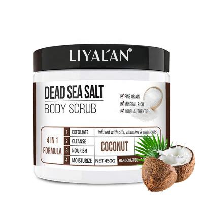 China Exfoliator Private Label Exfoliator Moisturizing Soothing Mood Exfoliate Body Scrub OEM/ODM Natural Dead Sea Salt+Coconut Oil Scrub for sale