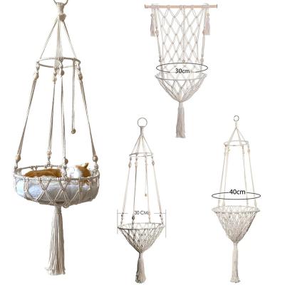 China Sustainable Handwoven Indoor Summer Puppy Cat Cage Hammock Hanging Wiecker Rattan Swing Sleep Bed for sale