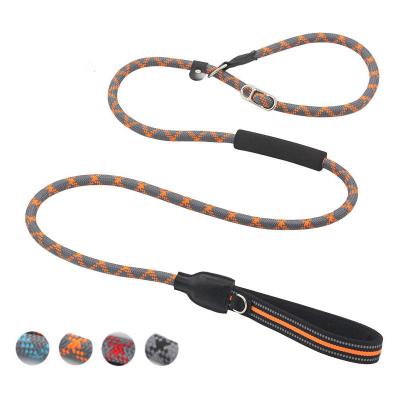 China Manufacturer Custom Strong Nylon Reflective Awakening P Rope Pet Gliding Lead Dog Training Chain Leashes With Collar for sale