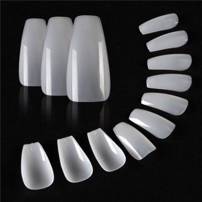 China 500pcs Ballerina French Fake Nails Short Coffin Nail Art Tips Clear Salon Full Cover Acrylic Nail for sale