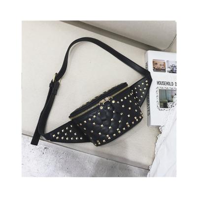 China Fashion Women Studded Chest Bag PU Leather Rivet Pussy Pack Waist Bag Worthless Bag for sale