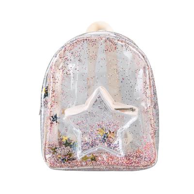 China Waterproof Clear Jelly Sequins School Bag Girls Clear PVC Child Transparent Backpack for sale