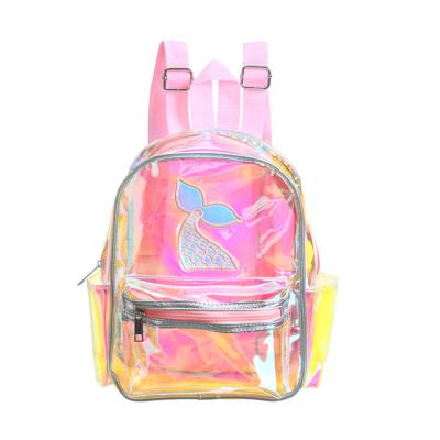 China Waterproof Kids Waterproof Holographic School Bag Girls PVC Clear Backpack for sale