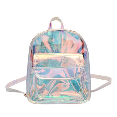 China Wholesale 2 Size Girls PVC School Waterproof Holographic Clear Waterproof Backpack for sale