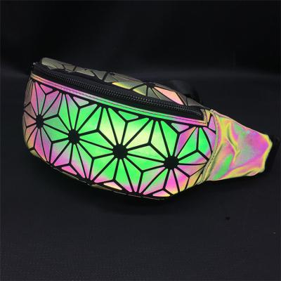 China New Design Water Proof Bum Bag Geometric Luminous Pussy Pack Waist Bag for sale