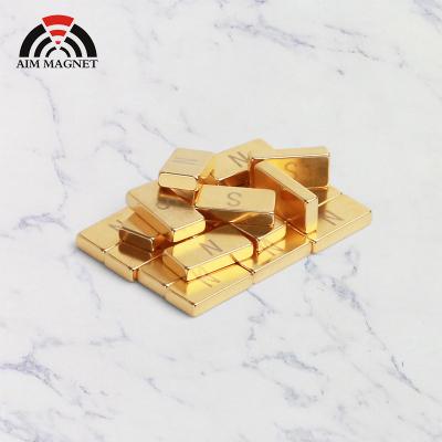 China Wholesale Neodymium Magnet Block Materials N35 N42 N52 Industrial Magnetic Gold Coating for sale