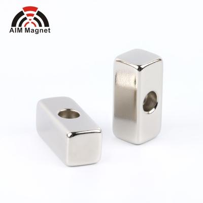 China Industrial Magnet Special Magnet N52 Block Neodymium Magnet With Double Countersink Holes for sale