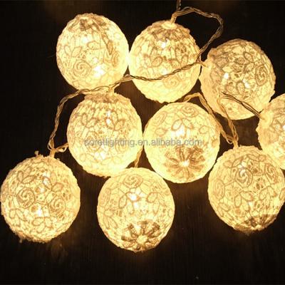 China PVC+LED+Cotton Ball Led Battery Operated Christmas Cotton Ball String Light For Wedding, Party, Window Shopping Use for sale