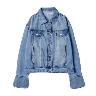 China Manufacturer Custom Embroidery Printed QUICK DRY Wholesale Logo For Ladies Loose Faux Stone Winter Women Casual Denim Jean Jacket for sale