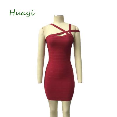 China Anti-wrinkle spaghetti strap bandage dress red slim bandage dress for sale