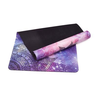 China Yoga Mats Microfiber Suede Surface Natural Non-slip Printed Rubber Yoga Mat for sale