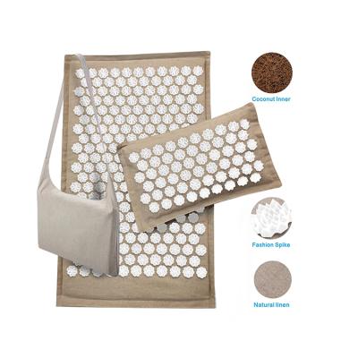 China Neck Pain Relief And Muscle Relaxation Bedroom Non-slip Back Acupressure Mat And Pillow Gray for sale