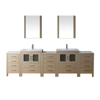 China 2021 Modern Customized PVC Bathroom Furniture Wash Basin Led Mirror Bathroom Cabinet With Mirror for sale