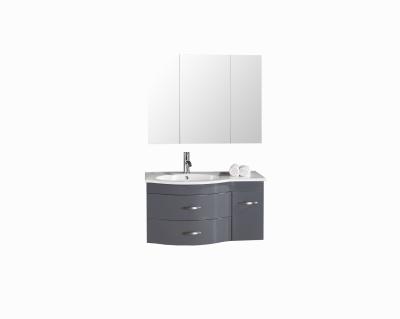 China Contemporary Black Modern Curved Built-In Wash Basin Bathroom Cabinet for sale