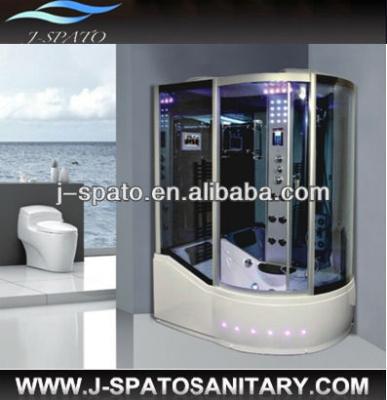 China 2013 Cabinb Good Quality Natural Color Massage Sauna Electric ABS Tempered Glass Freestanding Corner Walk-In Shower With Sliding Door for sale