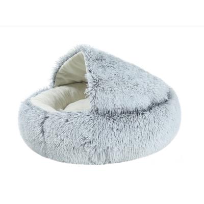 China New Winter Deep Sleeping Cat Bed Pet Bed Wholesale Breathable Custom Warm Half Closed Cat Bed for sale