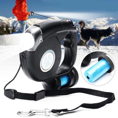 China High Quality Eco-friendly Durable 4.5m LED Lights Factory Price Portable Dog Leash With Poop Bag for sale