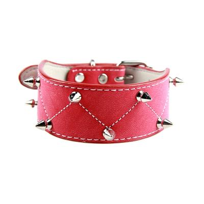 China Adjustable Leather Dog Collar Microfiber Stocked Rivet Sparkled Studded For Small Medium Large Dogs for sale