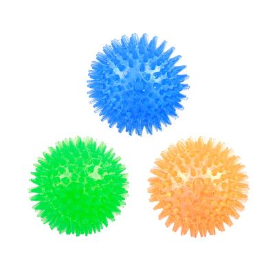 China Viable Dog Toy Pet Chew Ball With LED Lights Up Noises Funny Pet Toy Hedgehog Bouncing Ball for sale