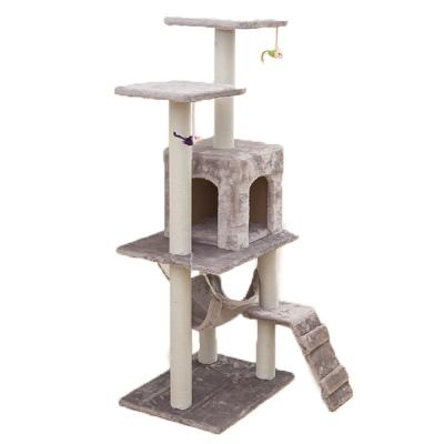 China Stocked Jumping Tree Cat Climbing Frame Cat Furniture Toy Ladder Scratching Wood Climbing Scratching Cat Climbing Frame for sale