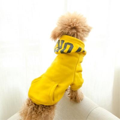 China Custom Small Solid Short Puppy Dog Hoodie Stocked Pocket Letter LOGO Soft Comfortable Coat for sale