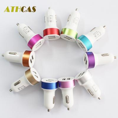 China 2019 Hot Selling Cheap Price Colorful Round Mobile Phone ABS 1A Dual USB Universal Car Charger for sale