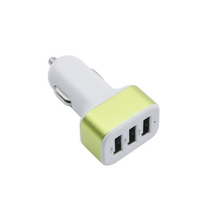 China Innovative Car Charger Product Ideas 2021 New ABS 3 Port USB Car Charger Adapter 800ma Car Phone Charger for sale