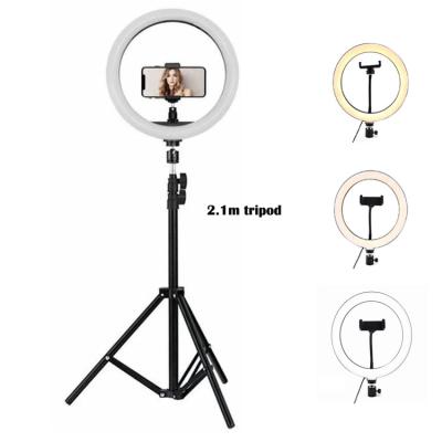 China 2020 Universal Hot Sale On Amazon 10 Inch 26cm Color Temperature Multiple LED Ring Fill Light With 2.1m Tripod Stand for sale