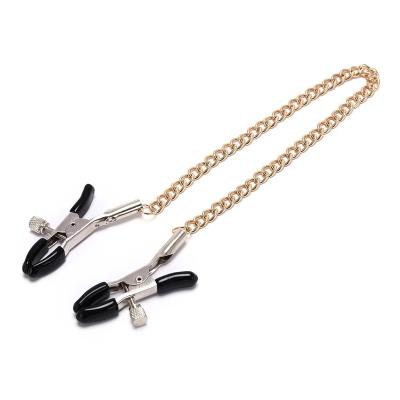 China Increase Couple's Interest Erotic Nipple Clips For Women Men Metal Nipple Clamps Long With Gold Chain Flirt Gags Fun Sex Toy for sale