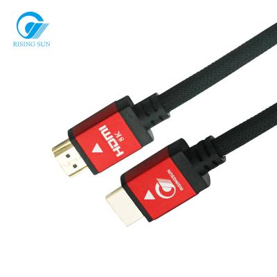 China RISING SUN 1.8m High Flexible Aluminum Housing Braided Connector 48Gbps Male To Male With Ethernet HDMI 8K 2.1Cable for sale