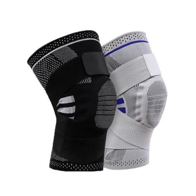 China Good Design Silicone Sports Knee Support Compression Sleeve Spring Knee Brace Non-Slip Strap, Knee Support with Pressured Belt for sale