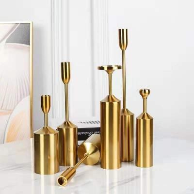 China Hot Sale Sturdy Candlestick Candle Holders Six-piece Set Metal Pillar Candle Holder for sale