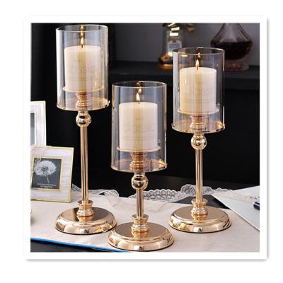 China Gold Home Glass Candle Holder New Product Decoration Nordic Glass Candle Holder for sale