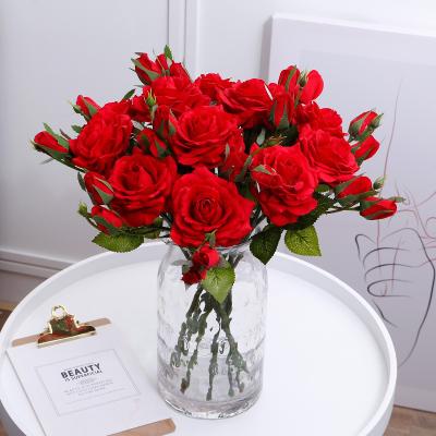 China Gift Hot Sales Artificial Flowers Touch Roses Velvet Flower Stem Rose Artificial Rose Real Long for sale