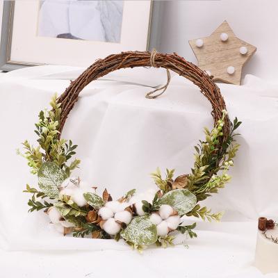 China Hot Decorative Cotton Wreath Easter Day Gift Sales Artificial Wreath For Home Decoration Warm Wreaths For Front Entrance for sale