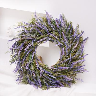 China Artificial Flower Hot Spring Lavender Pansies Day Easter Gift Sales Garland Green Wreath Natural for sale