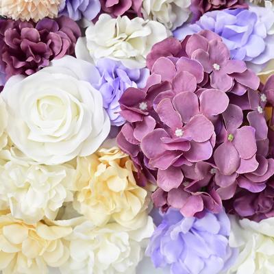 China Wholesale Purple Wedding Gift Event Decor 40x60cm Backdrop Artificial Flower Wall For Decoration for sale