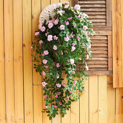 China gift wholesale the real orange pink artificial vine rose wedding rose vine flower plant artificial hanging plants rose vine for sale