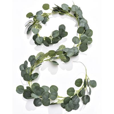 China Gift Wholesale Real Touch Vine Green Artificial Hanging Vines Hanging Eucalyptus Leaves Artificial Bush for sale