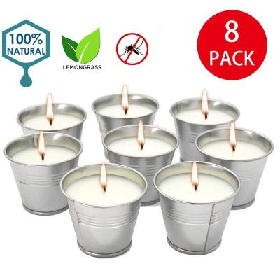 China Hot Selling 8 Candle Aromatherapy Soy Birthdays Citronella Essence Wax Iron Environmentally Friendly Outdoor Mosquito Bucket Repellent Set for sale